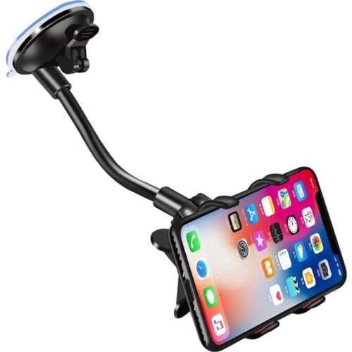 Car Multifunctional Mobile Phone Bracket 360 Degree Sun Visor Mirror Dashboard Mount GPS Stand Phones Holder With Parking Card