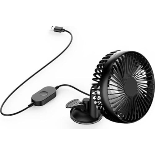 New Suction Cup Single Head 5.5 Inch Car Fan 12V24V Universal Large Wind Three Speed Control USB Car Fan