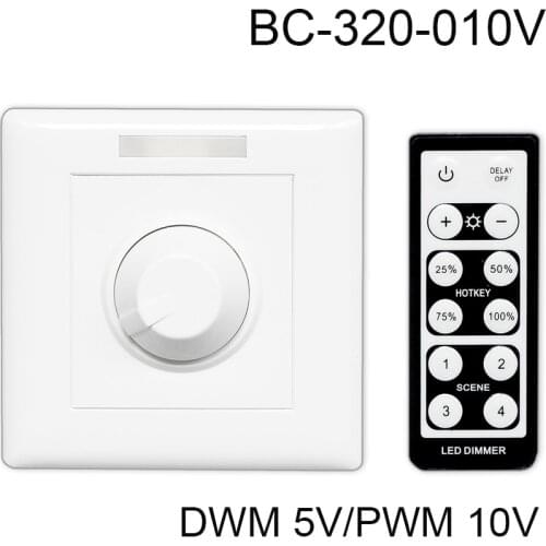BC-320-010V AC85-265V IR Remote Wall-Mounted Knob Style Led PWM 5V/PWM 10V Signal Dimmer Controller For Led Strip Tape