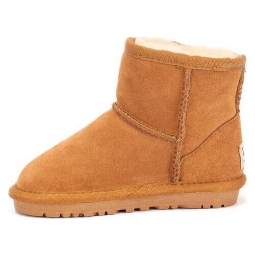 Australian classic Snow Boots Genuine Leather Boots for Girls Boys Winter Warm Childrens Shoes Plush Fur Botas Kids shoes 4-12y