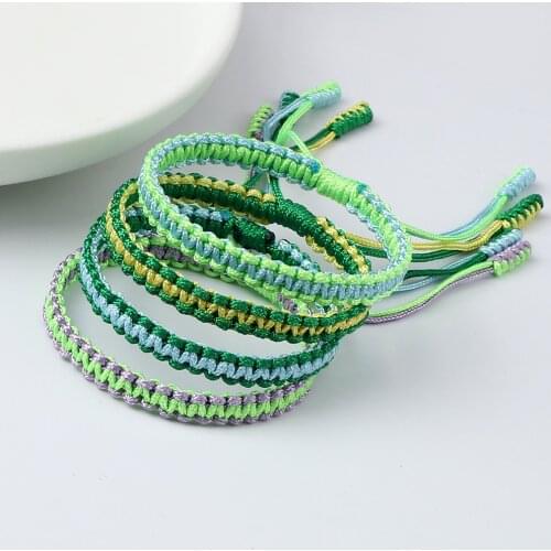Lucky Woven Bracelets & Bangles Tibetan Buddhist Cotton Thread Handmade Adjustable Knots Bracelet Gifts For Women Men Friendship