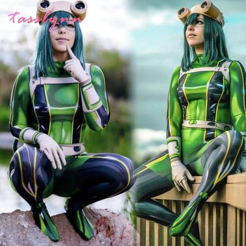 My Hero Academia Cosplay Asui Tsuyu FROPPY Cosplay Costumes for Women Zentai Spandex Jumpsuits Cosplay Bodysuit for Kids
