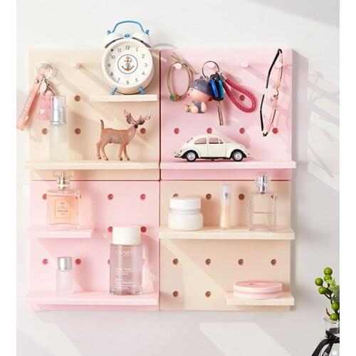 DIY Household Hole Board Shelf Key Holder Wall Hook Kitchen Storage Bathroom Organizer Room Decoration Accessories Hangers