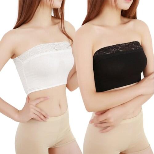 Double Layers Plus Size Strapless Bra Bandeau Tube Removable Padded Top Stretchy Seamless Bandeau Bra Boob Crop Spaghetti Strap