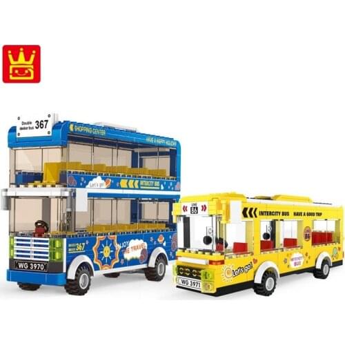 WANGE Blocks INTERCITY BUS Building Bricks Car City Vehicle Model Educational Toy Children Gift Kids Toys for Boy Present 3970