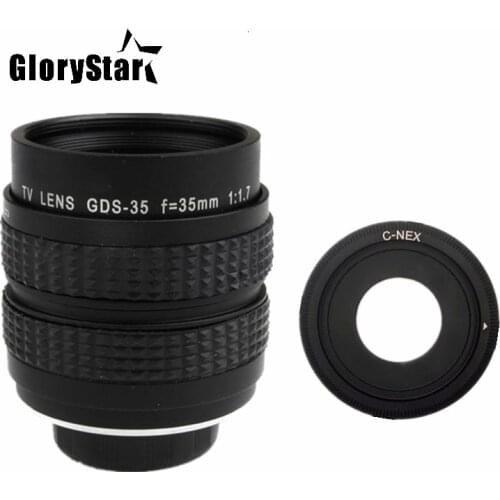 GloryStar 35mm F1.7 CCTV TV Movie lens C Mount to Sony E:NEX3 NEX-C3 NEX-F3 NEX5 NEX5N NEX5R NEX5T NEX6 NEX7 A6000 A6300 A6500