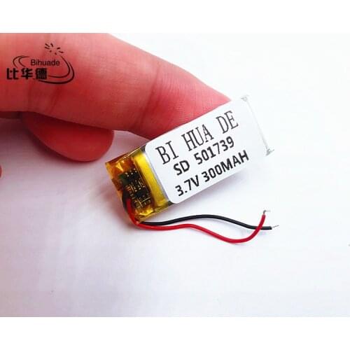 Li-Po 3.7V 300mAh 501739 Lithium Polymer Li-Po li ion Rechargeable Battery cells For Mp3 MP4 MP5 GPS
