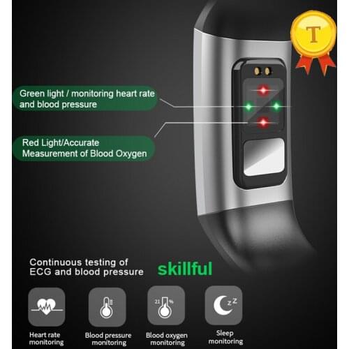 Fashion big screen Smart Bracelet PPG+ECG Heart Rate Blood Pressure Monitor Wrist Band Waterproof Fitness Tracker man woman