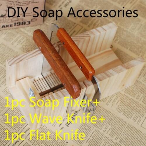 DIY Soap Kits, Rectangle Soap Fixer, Length Adjustable Wooden Cutting Groove (2 Slots), No Sharp Wave Knife and Flat Knife