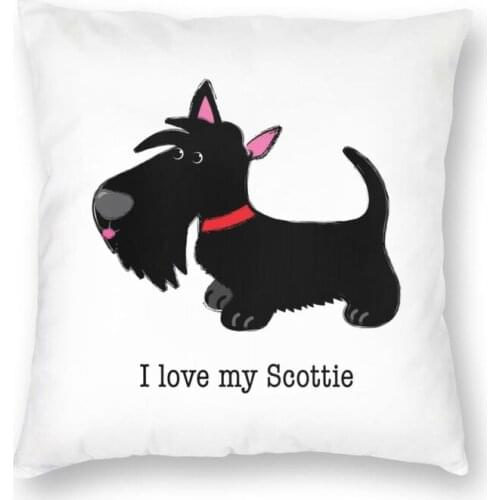I Love My Scottie Cushion Cover Two Side 3D Print Scottish Terrier Dog Floor Pillow Case for Sofa Custom Pillowcase Home Decor