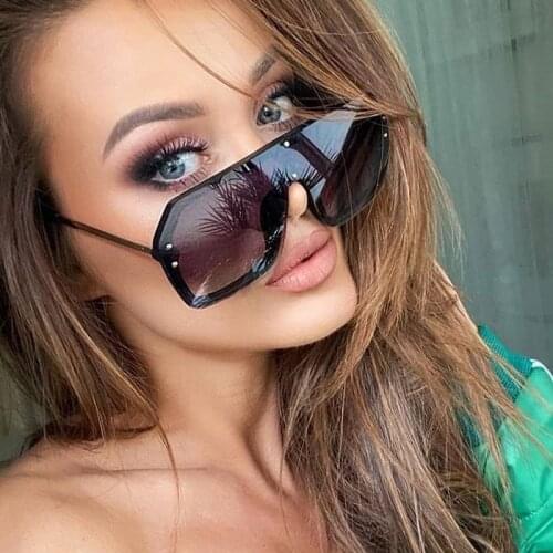 QPeClou New Oversized One Piece Sunglasses Women Brand Designer Square Sun Glasses Female Color Shades Men Driving Mirrors