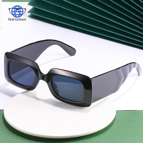 TEENYOUN Luxury Brand Designer Sunglasses Square For Women Men Rectangle Wave Temples Sun Glasses Oculos Gafas De Sol Mujer