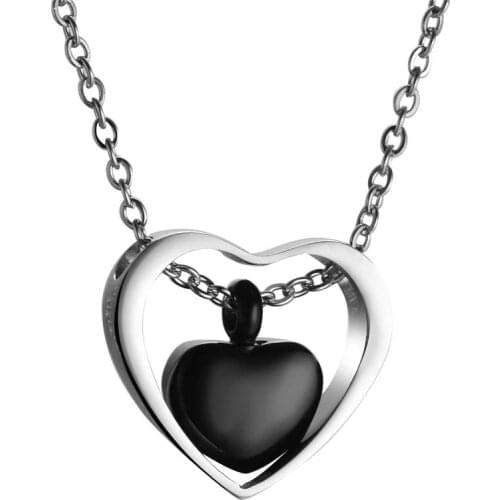 Stainless Steel double Hearts Ash Box Pendant Jewelry Pet Urn Cremation Memorial Keepsake Openable Put In Ashes Holder Necklace