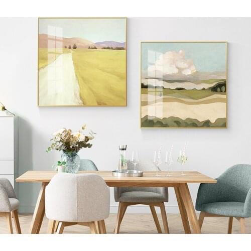 Simple Nordic watercolor landscape grassland small fresh art dining room hallway murals poster decorative painting