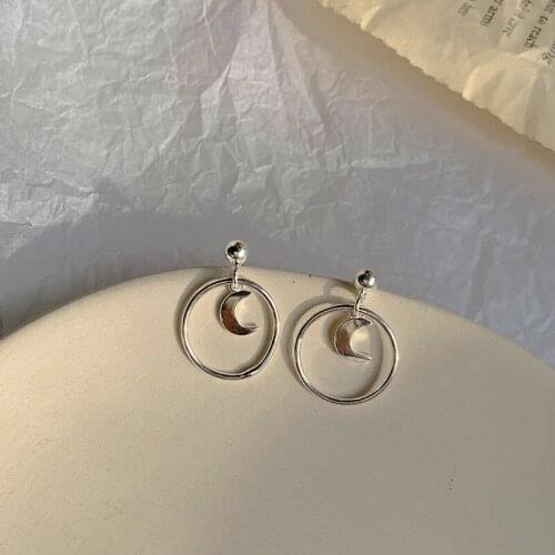 Moon Earrings for Women Korean Fashion Clip on Earrings Girls Jewelry Gifts Geometry Clip Earrings