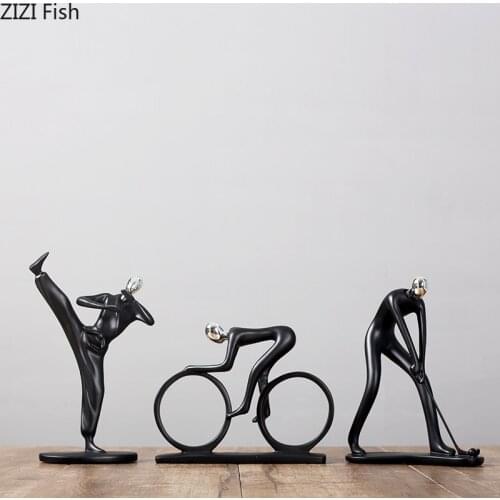 Nordic Minimalist Athlete Statue Ornaments Home Decor Golf Player Black Statuette Resin Miniature Figurines Study Desktop Decor