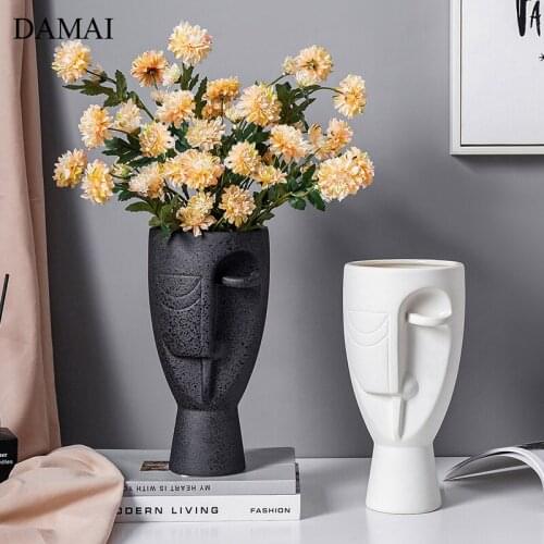 Modern Face Ceramic Vase Plant Pots Decorative Desk Flower Vases Living Room Decoration Accessories Nordic Home Decor Ornaments