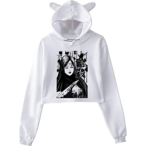 Fashion Horror Comics Hoodie Printed Women Sweatshirt Long Sleeve Winter Harajuku Cropped Tops 90s Sudaderas Para Mujer Clothes