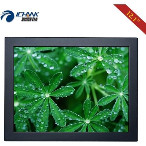 ZB120TN-DV2/12" inch 1024x768 Metal Case DVI VGA Industrial PC Display Monitor LCD Screen With Scratch Protective Tempered Glass