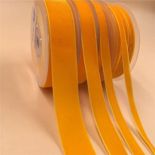 6MM,9MM,15MM,25MM V022 Yellow Gold Nylon Single Face Velvet Ribbon,none stretch velour ribbons webbing DIY accessories