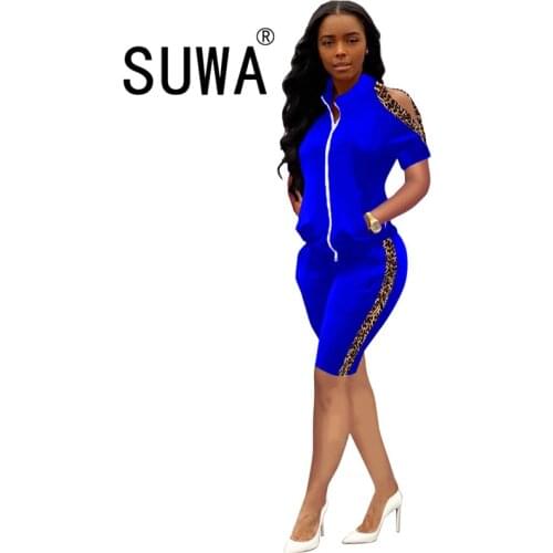 Loungewear Women Two Piece Outfits Off Shoulder Short Sleeve Coats Jacket And Biker Sweatshorts Tracksuit Matching Sets 2021