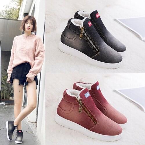 Winter Shoes Women Denim Snow Boots Platform Warm Fleeces Classic High Top Round Toe Flat Casual Shoes Sneakers Zapatos De Mujer
