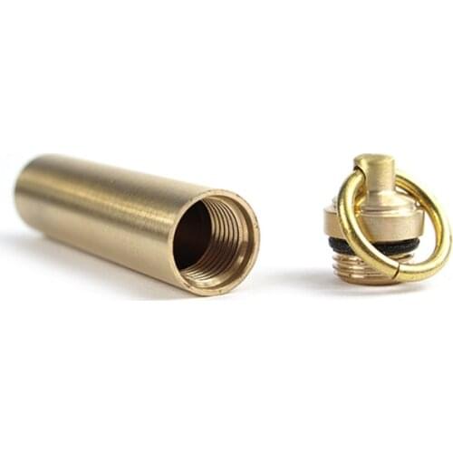 1PC Portable Brass Mini Waterproof Bottle Tank Small Waterproof Container Health Pill Medicine Bottle EDC Outdoor Survival Tool