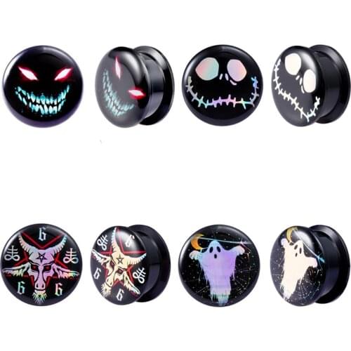 2pcs Acrylic Ear Plugs and Tunnels Piercing Earring Expander Black Devil Flesh Gauges Screw Fit Stretcher Body Jewelry 8-20mm