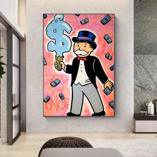 Alec Monopoly Pop Art Graffiti Art Canvas Painting Cuadros Posters and Prints Wall Art for Living Room Home Decor