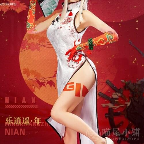 Anime! Arknights Nian RHODES ISLAND Game Suit Cheongsam Sexy Dress Uniform Cosplay Costume Halloween Party Outfit Women 2021 NEW