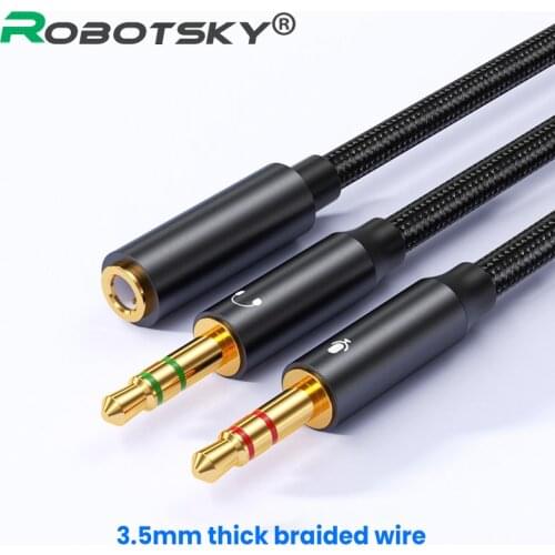 Headphone Audio Splitter Cable Female to 2 Male 3.5mm Jack Splitter Adapter With Microphone Aux Cable For phone MP3