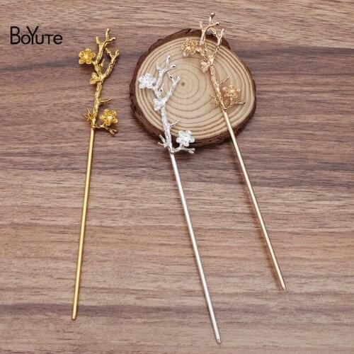 BoYuTe (5 Pieces/Lot) 24*60MM Flower Branch Hair Stick Vintage Hair Accessories Diy Hand Made Jewelry Materials
