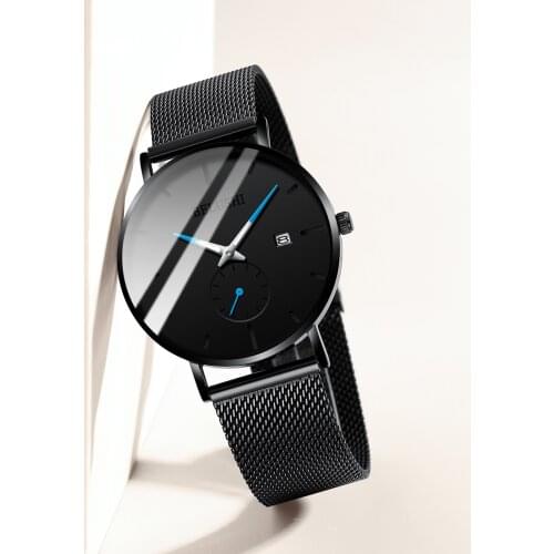 Mens Watches Relogio Masculino Fashion Simple Business Man Watch Comfortable Steel Mesh Band Independent Second Hand Watch Men