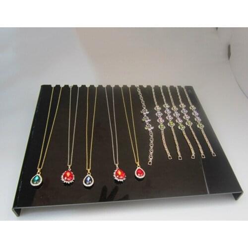 Black Acrylic 17 Hook Necklace Jewelry Tray Display Organizer Pendant Necklace Bracelet Jewelry Storage Display Props
