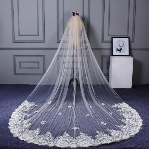 Bridal Veils Elegant Wedding Veil 3 Meters White Color Bride Accessories