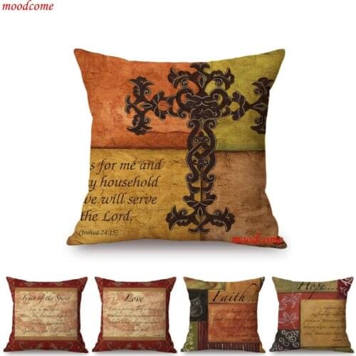 Christian Home Decoration The Bible Quotes Faith Hope Love Doctrine Art Sofa Throw Pillow Case Cotton Linen Chair Cushion Cover