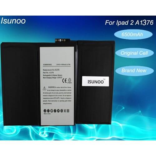 ISUNOO 5pcs/lot Original Quality Battery For Apple iPad 2 Internal Battery Built in Li-Polymer Batteries A1376 A1395 6500mAh