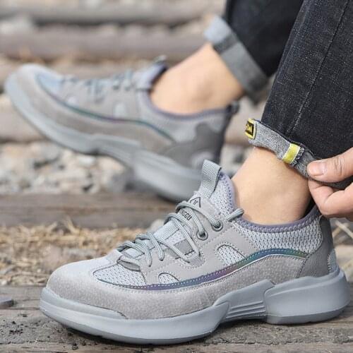 Lightweight Men Work Shoes Anti-smash Anti-puncture Work Sneakers Steel Toe Safety Shoes Men Indestructible Shoes Protective