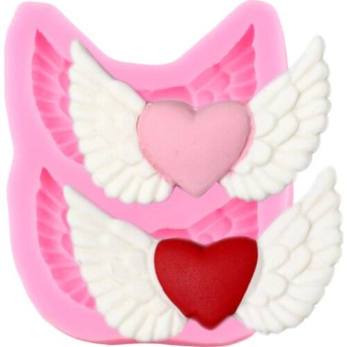 Wing Silicone Mold Love Heart Fondant Cake Border Decorating Tools DIY Party Candy Polymer Clay Chocolate Gumpaste Moulds