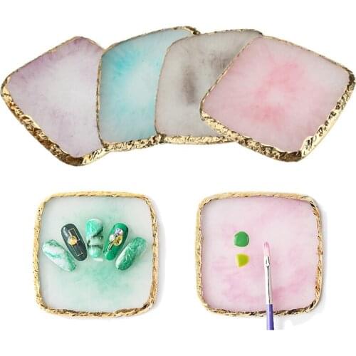 Square Natural Resin Nail Color Palette Display Holder Drawing Stand Nail Art Paint Color Mixing Display Showing Shelf Tool