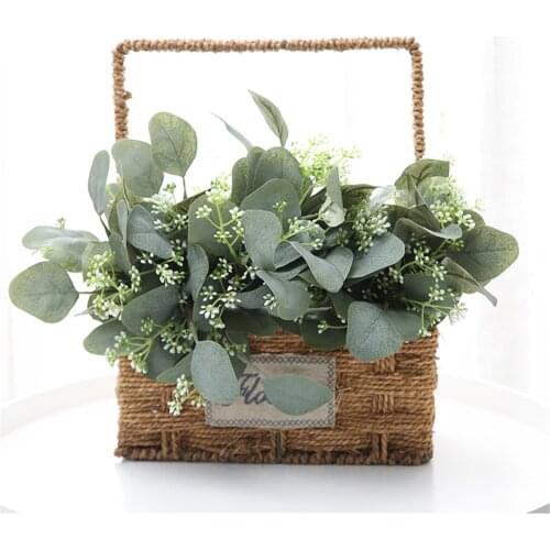 1PC Retro Eucalyptus Leaves Silk Artificial Leaves Green Tree Plant Bouquet Faux Foliage Wedding Wreath Home DIY Decorations