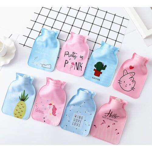 Hot Water Bottle Cute Cartoon Portable Cold-proof Fleece Bag For Women Hand Warm Water Bottle Safe Explosion-proof