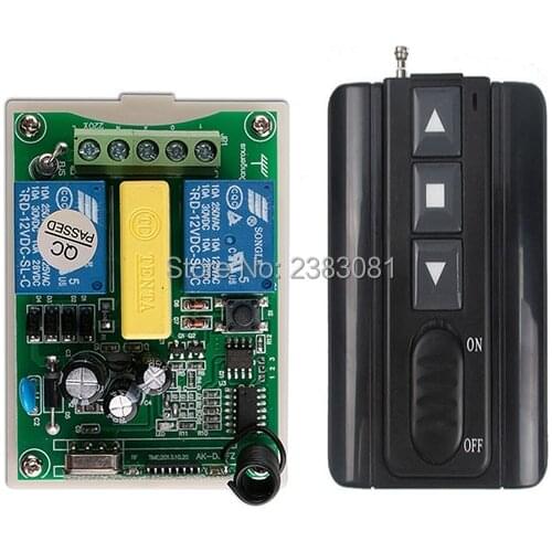 AC220V 2CH Wireless Remote Control Motor Positive &negative Switch System Receiver +Transmitters for Appliances Gate Garage Door