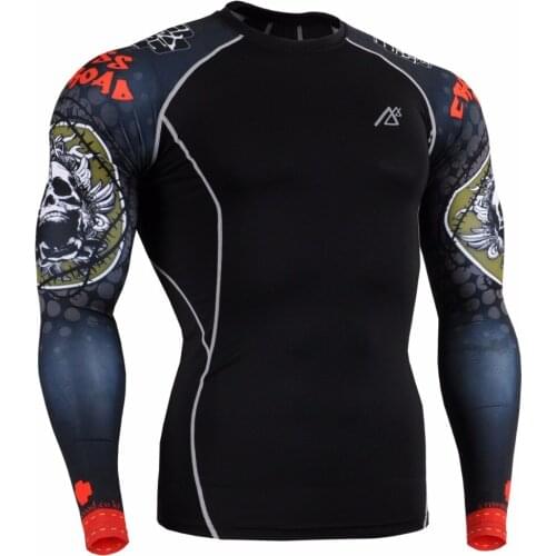Men`s Long Sleeve Base Layer Skin Fitness Elasticity Compression Shirts Quick Dry Ultralight MMA Gym Yoga Running Life On Track