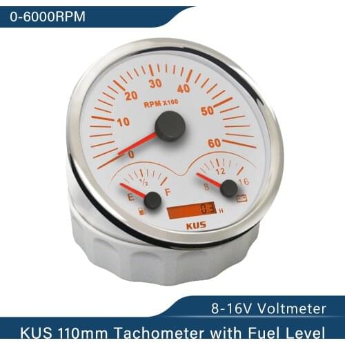 New KUS 4 in 1 Multifunction Gauge Oil Pressure Fuel Level Water Temp 12V Voltmeter 110mm