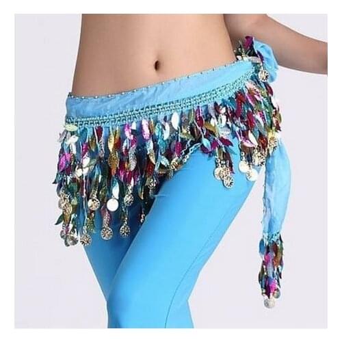 New style Belly dance costumes chiffon Leaves gold coins belly dance hip scarf for women belly dancing belts