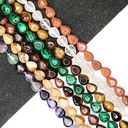 Flat Drop-shaped Natural Stone Beads 8x10x5mm Malachite Turquoise for DIY Handmade Jewelry Wholesale Fashion Jewelry Accessories