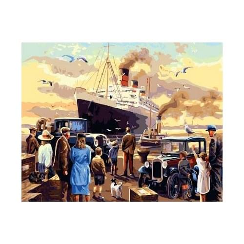 The Departure Of ship Landscape DIY Painting By Numbers Acrtylic Handpainted Oil Painting For Home Decor 60x75cm Artwork