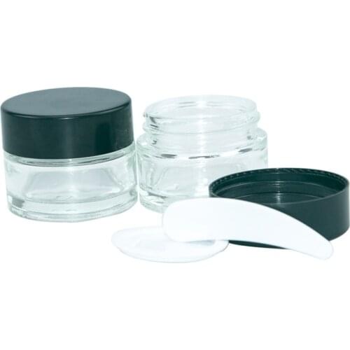 10pcs 5g 10g 20g 30g 50g Clear Glass Cream Jars Black Cap Salves Makeup Pots Skin Care Eye Face Cream Lotion Cosmetic Bottles