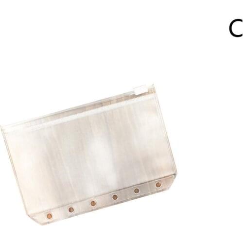 Transparent PVC Clip File Zipper Bag 6 Holes A5 A6 Collection Pouches For School Stationary Office File Plastic A7 Bag H2B5